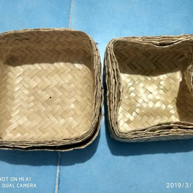 [ Halodul ]  20 pcs Besek bambu 20*20*11 cm. warna-warni (10 pasang) uu HARGA TERBAIK | besek bam