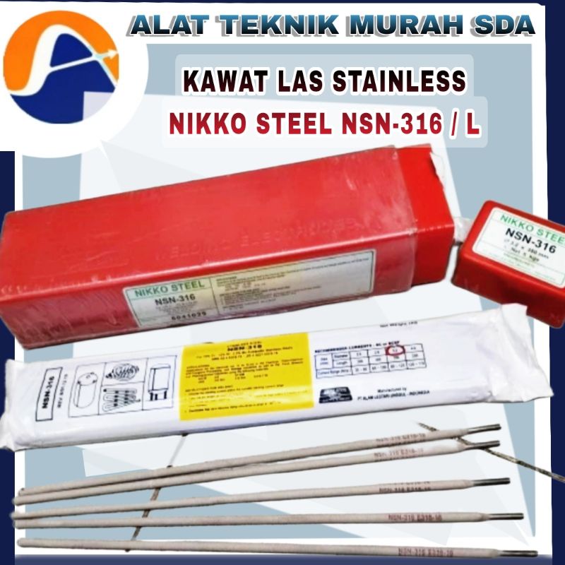 Kawat las stainless Nikko Steel NSN-316 / NSN 316L 2.6mm - 3.2mm 1KG