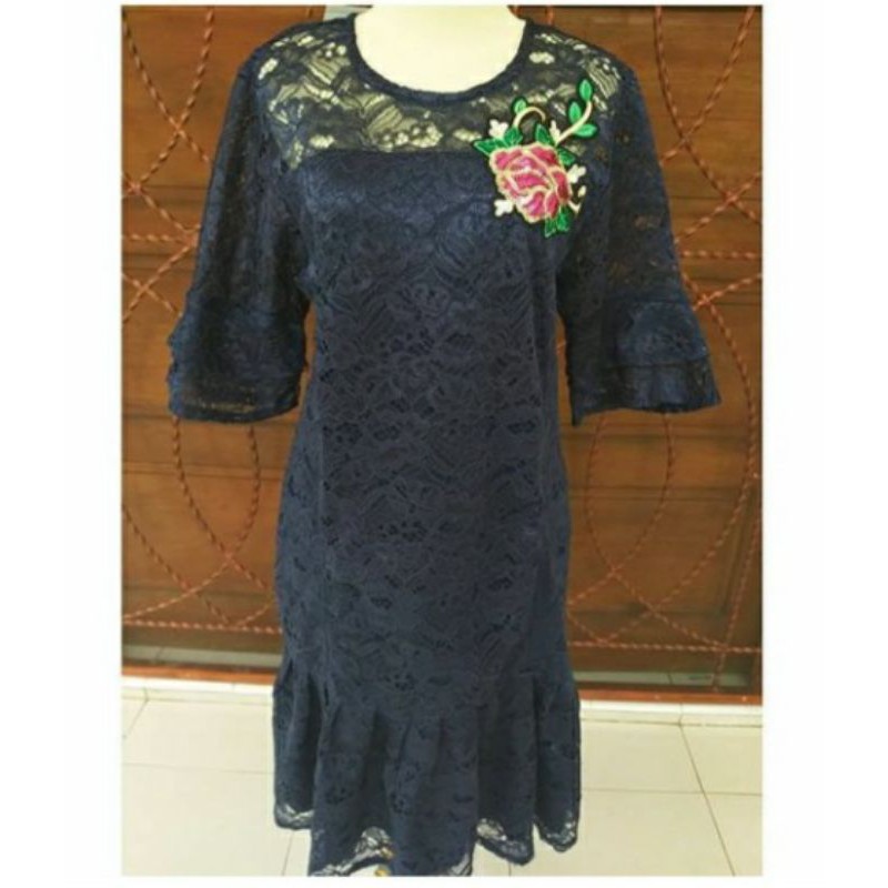 Dress Brukat Navy