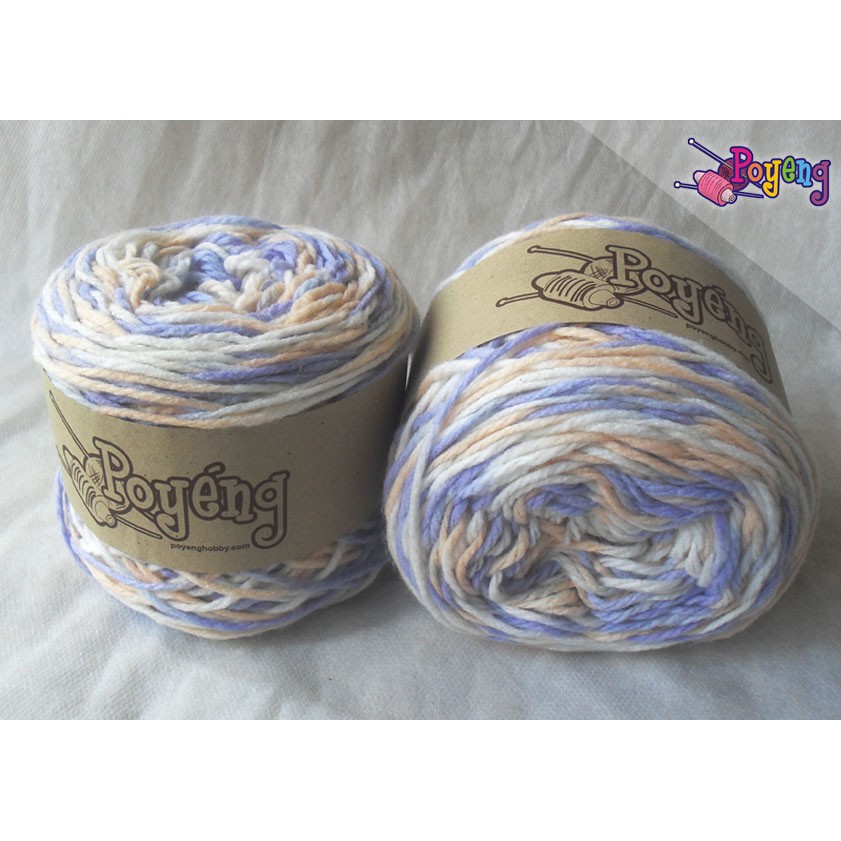 Soft Akrilik Poyeng SA B5 Gradasi Ungu-Orange-Putih | Benang Rajut | Poyeng