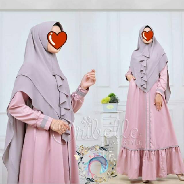 (COD) MDS - GAMIS SYARI UNAISAH SATU SET KRUDUNG KHIMAR (1KG 2PCS ) BROWN B BROWN A NAVY DUSTY BLACK