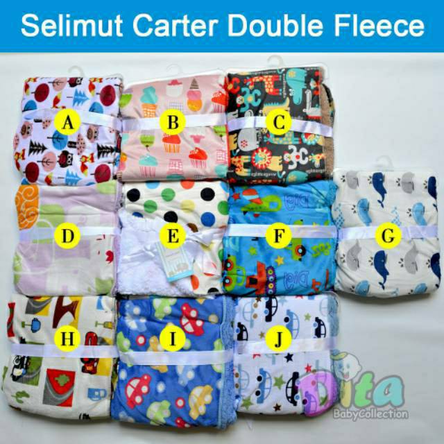 Selimut Bayi Double Fleece Tanpa Topi  Selimut Carter  Selimut Double Fleece just to You Bolak Balik Carter doudou selimut bayi candy