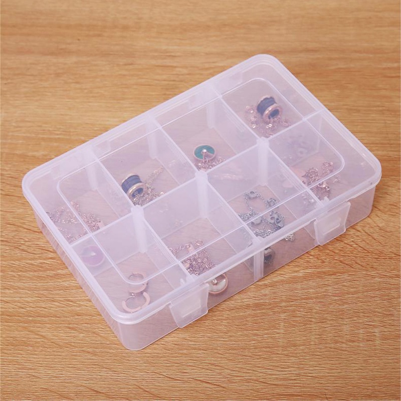 Gro Kotak Penyimpanan Perhiasan Manik Anting Organiser Kompartemen Storage Box Kotak Organiser Plastik Dengan 8sekat Adjustable