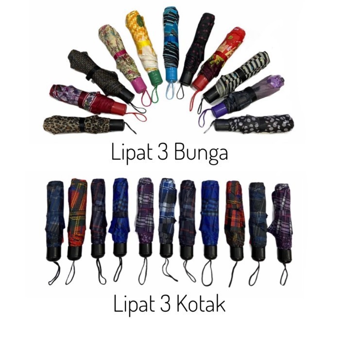 Payung Lipat Motif Bunga Kotak Korea Besar Kecil Lucu Umbrella Lipet Anti Hujan UV Kembang Mini Unik