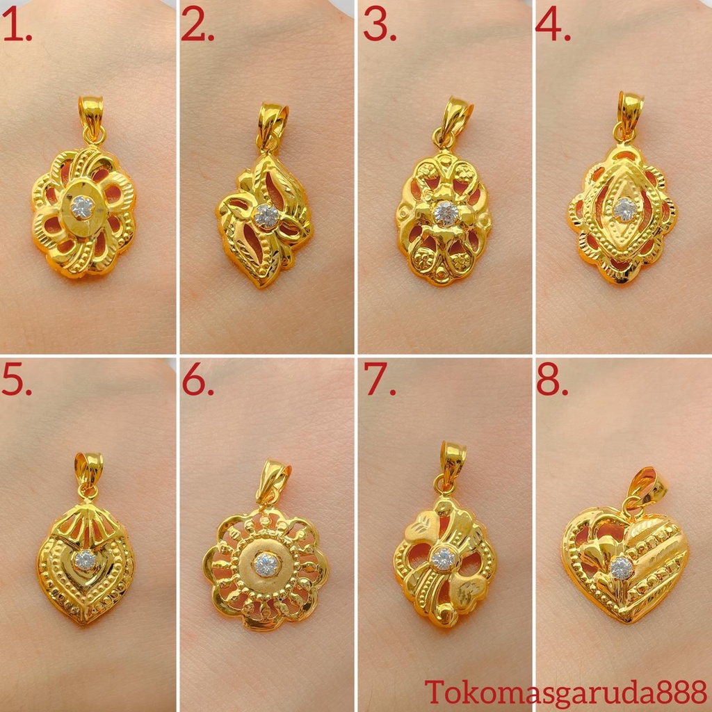 Liontin anak dan dewasa emas asli kadar 700 16k 22 mainan kalung love bunga mata ringan setengah gram 0,5 gr besar