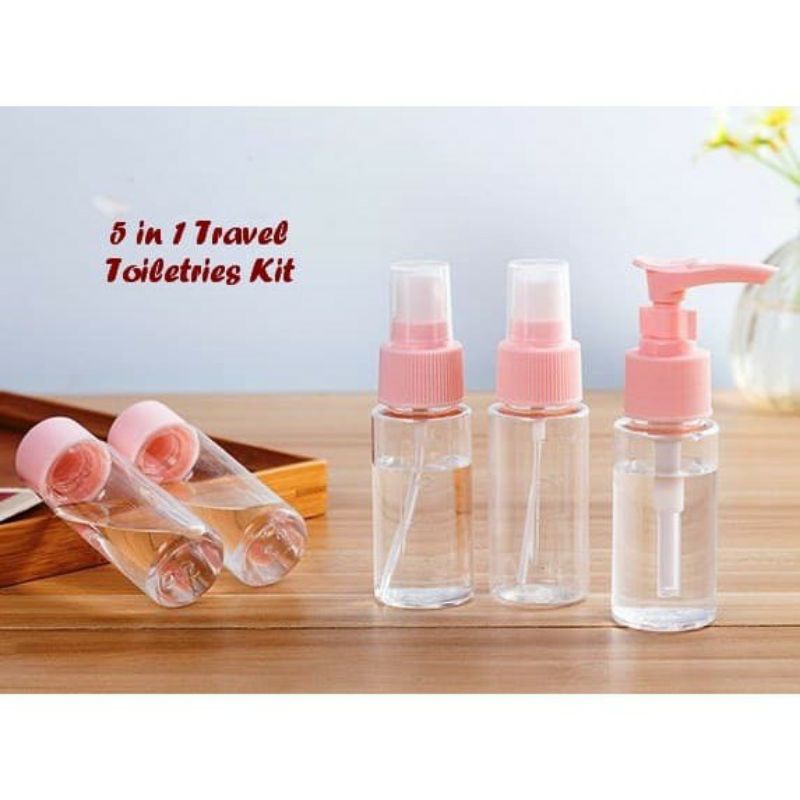 Travel Toiletries Botol Bottle Kit 5in1 (1 set isi 5 botol) - Perlengkapan Mandi Travelling