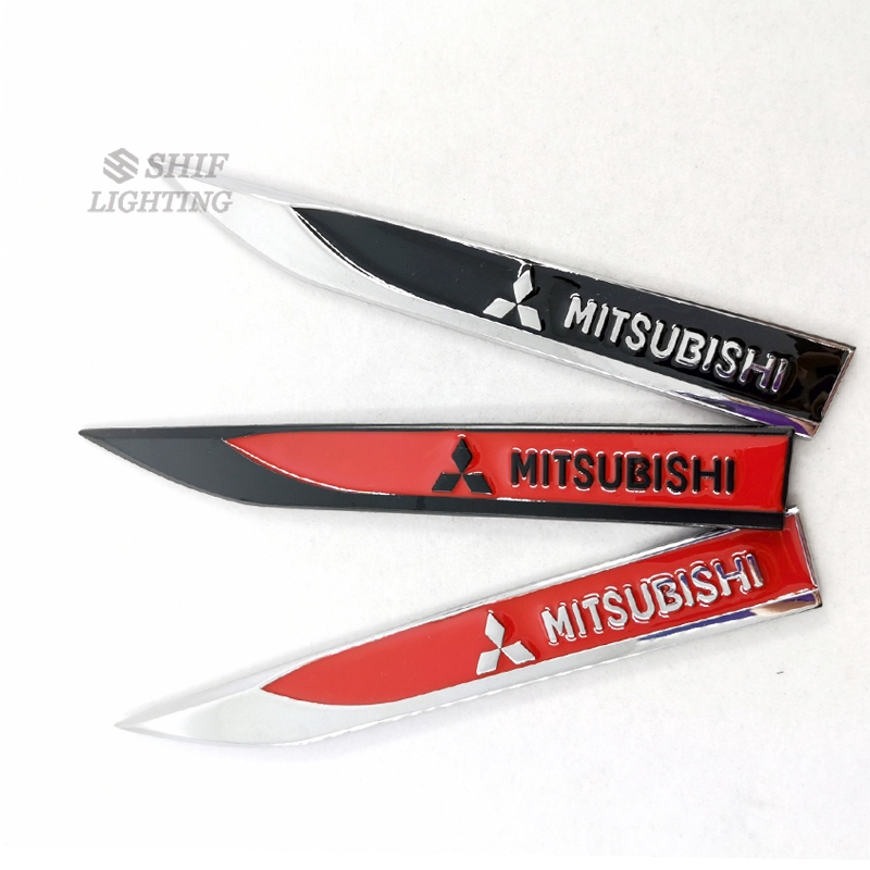 2Pcs Stiker Emblem / Badge Logo Mitsubishi Bahan Metal untuk Mitsubishi