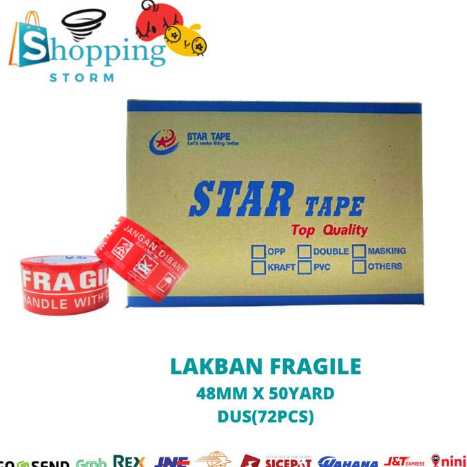 

Lakban Star Tape Fragile 48MMx50yard @72Rolls/perdus