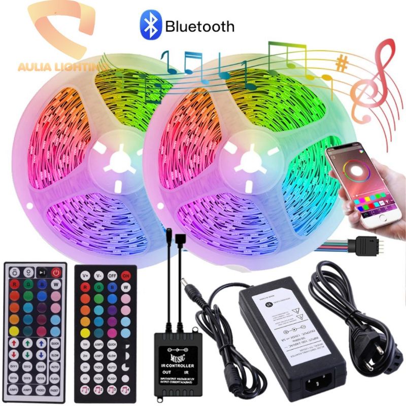 PAKET LAMPU TIDUR LED STRIP RGB SMD 2835 5050 HIASAN KAMAR  5M 10M AESTETIC REMOTE ADAPTOR TEMPEL DINDING DISCO LID  WARNA WARNI AULIASANTY  NATAL AQUARIUM 24 TOMBOL 44 SENSOR MUSIC BLUETOOTH WIRELESS TOMBOL CEWEK COWOK GAMERS MEJA PLAFON CEILING