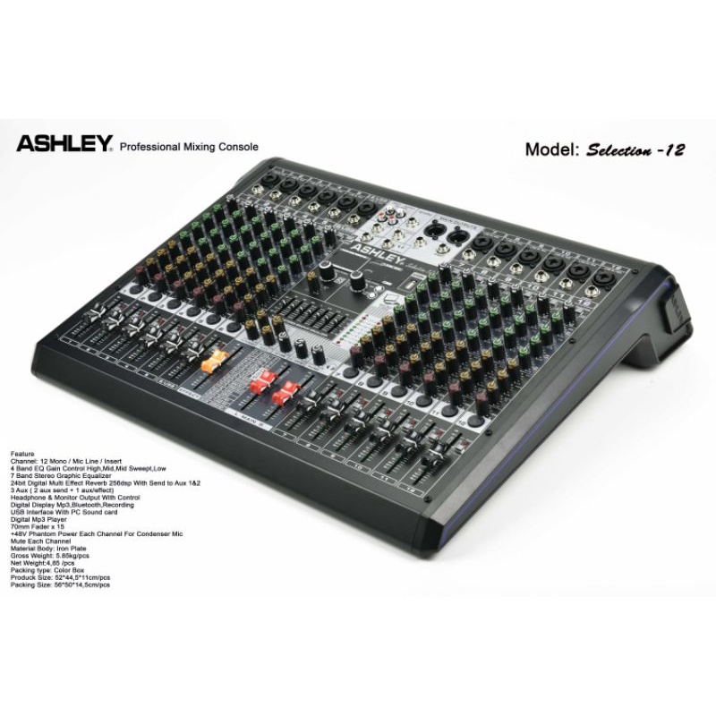 Mixer Audio Ashley 12 Channel Selection 12 Original Bluetooth Rec PC