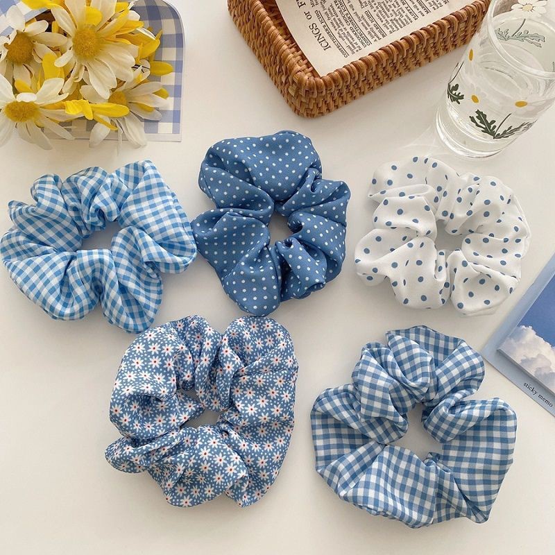 Scrunchie Ikat Rambut Katun Polos Warna Warni Bunga Flower/Cepol rambut/ikat rambut Hijab