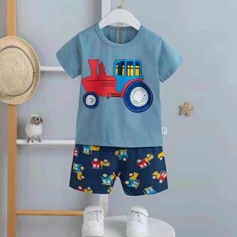 GROSIR 3PCS BAJU TIDUR ANAK ORGANIK/PIYAMA ANAK ORGANIK/HOTPANTS ANAK/SETELAN ANAK IMPORT RANDOM/BAJ