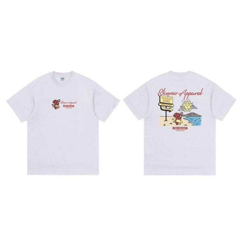 SKYMO DEVIL SURVING BAJU ATASAN KAOS MURAH UNISEX KAOS DISTRO BAJU COWO KAOS SKYMO ORIGINAL PUTIH