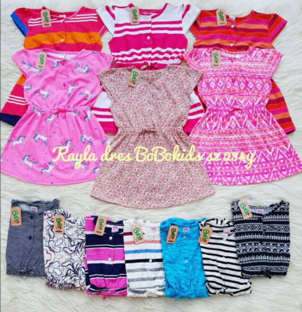 Aneka dress anak bobokids size kids 2345y per 10 motif random-2