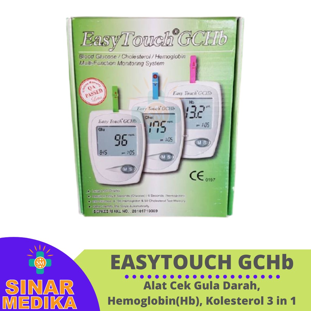 ALAT CEK DARAH EASY TOUCH GCHB ( GLUKOSA, KOLESTEROL , HB) EASYTOUCH GULA DIABETES HEMOGLOBIN ANEMIA