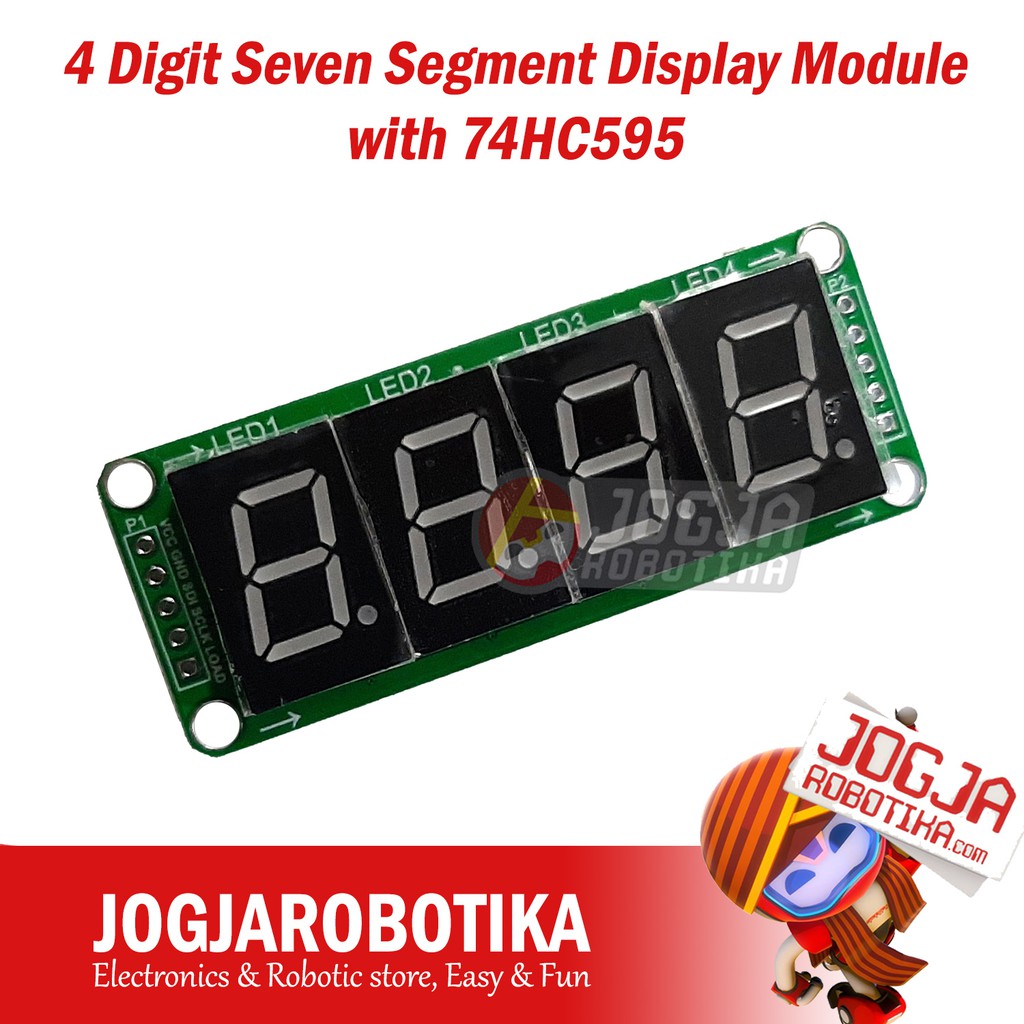 4 Digit Seven Segment Display Module with 74HC595