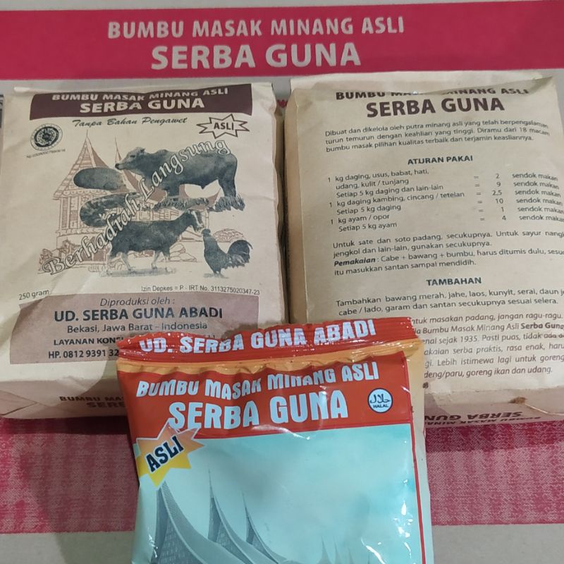 BUMBU MASAK MINANG ASLI SERBAGUNA - Bumbu Kering Instant - Bumbu Rendang - Bumbu Gulai - Bumbu Kerin