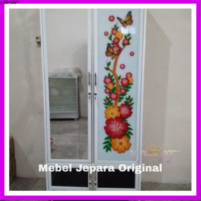 Lemari Pakaian / Baju Pintu 2 Kaca Karakter Unik Aluminium