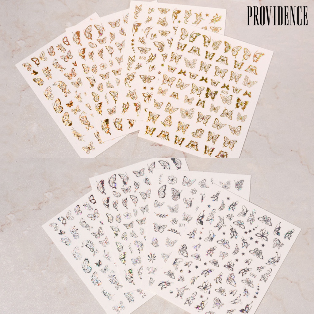 Providence 1Sheet Nail Sticker Removable Self-adshesive Butterfly Pattern Fadeless Fingernails Decor for Party