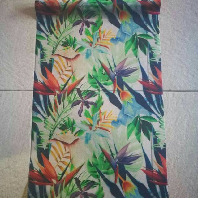 Sticker kaca sunblast motif bunga tropis