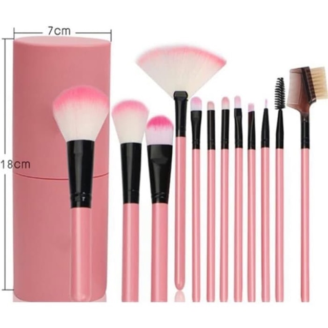 Brush set in tube kuas rias make up 12 pcs kuas make up tabung