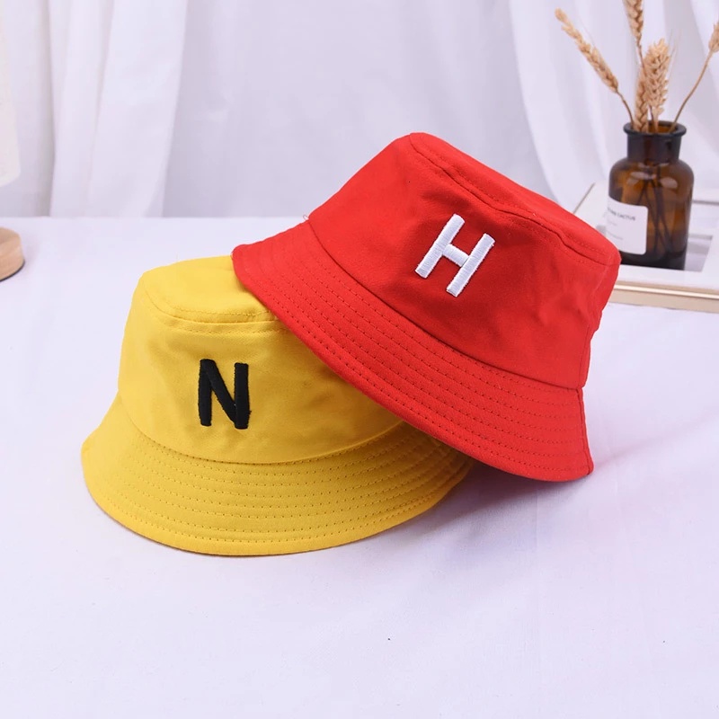 Topi Bucket Hat Anak Inisial Nama Bahan Drill