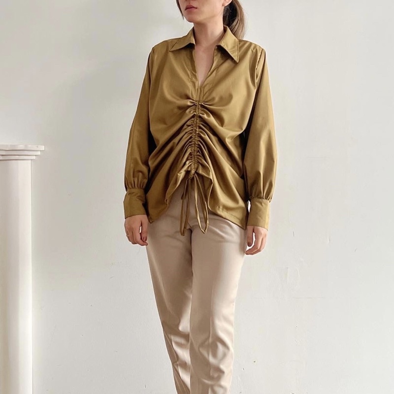 Amorita - Lea Crinkled Cotton Shirt / Kemeja Lengan Panjang Wanita