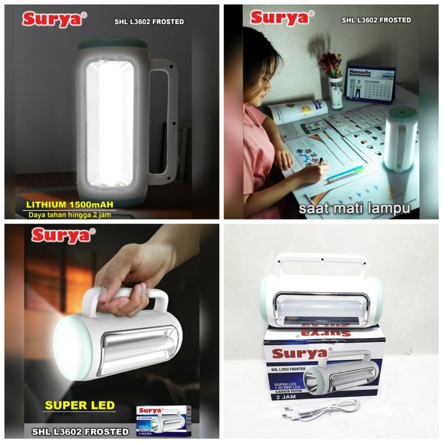 SURYA SHL 3602 - Lampu LED Emergency / Lampu Darurat bisa Cas Ulang