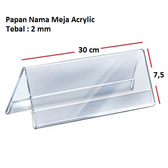 

Papan Nama Meja Acrylic / Papan Akrilik Dua Sisi Bening / Acrylic Segitiga