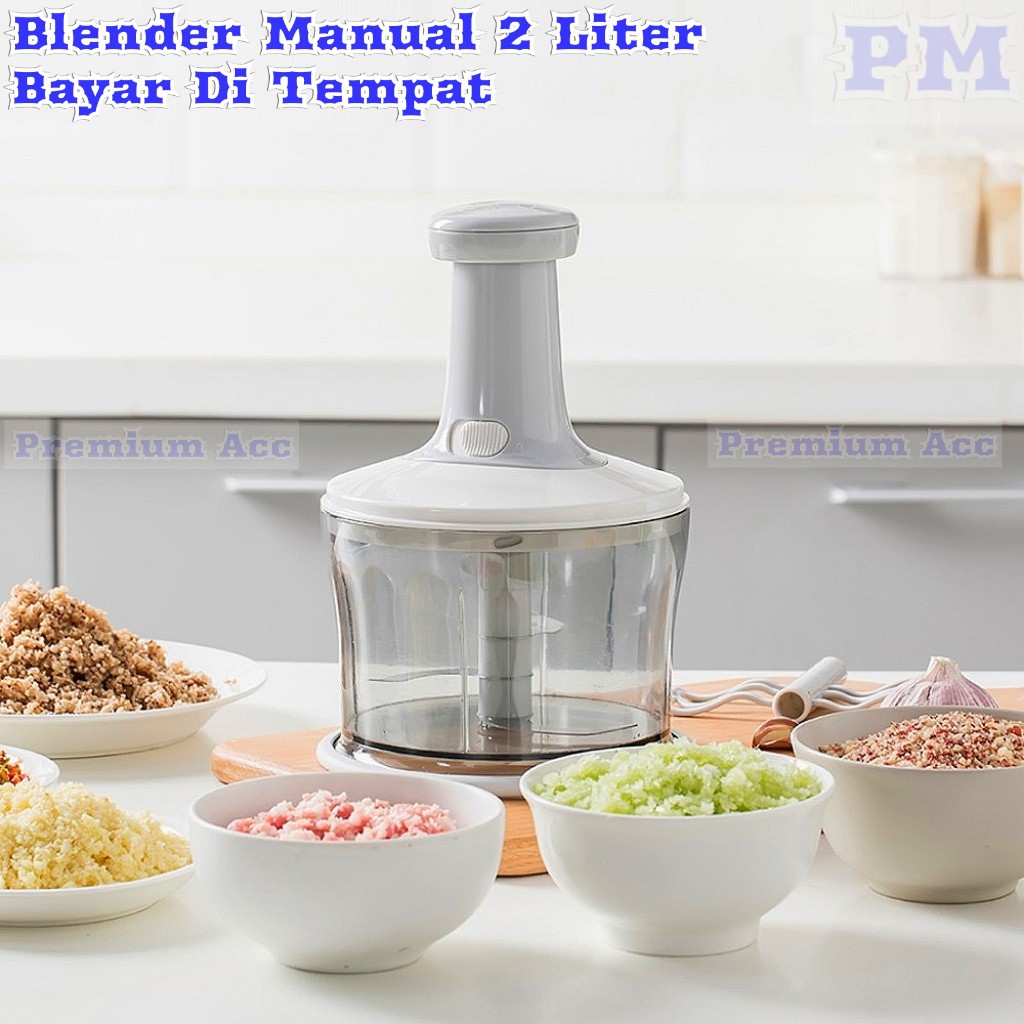 Blender Kapsul Manual 2L Chopper Blender Tekan 3 in 1 Multifungsi Penggiling Pencacah Daging Sayur