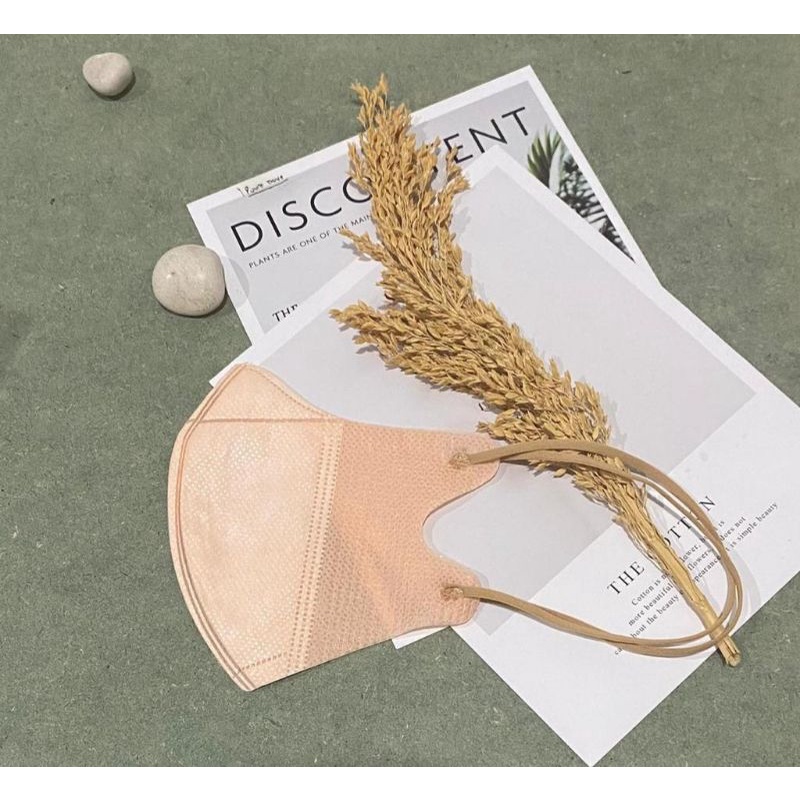 MASKER DUCKBILL HIJAB EARLOOP 3PLY /DUCKBILL HIJAB KEREN GARIS/DUCKBILL EARLOOP-Soft Cream Hijab