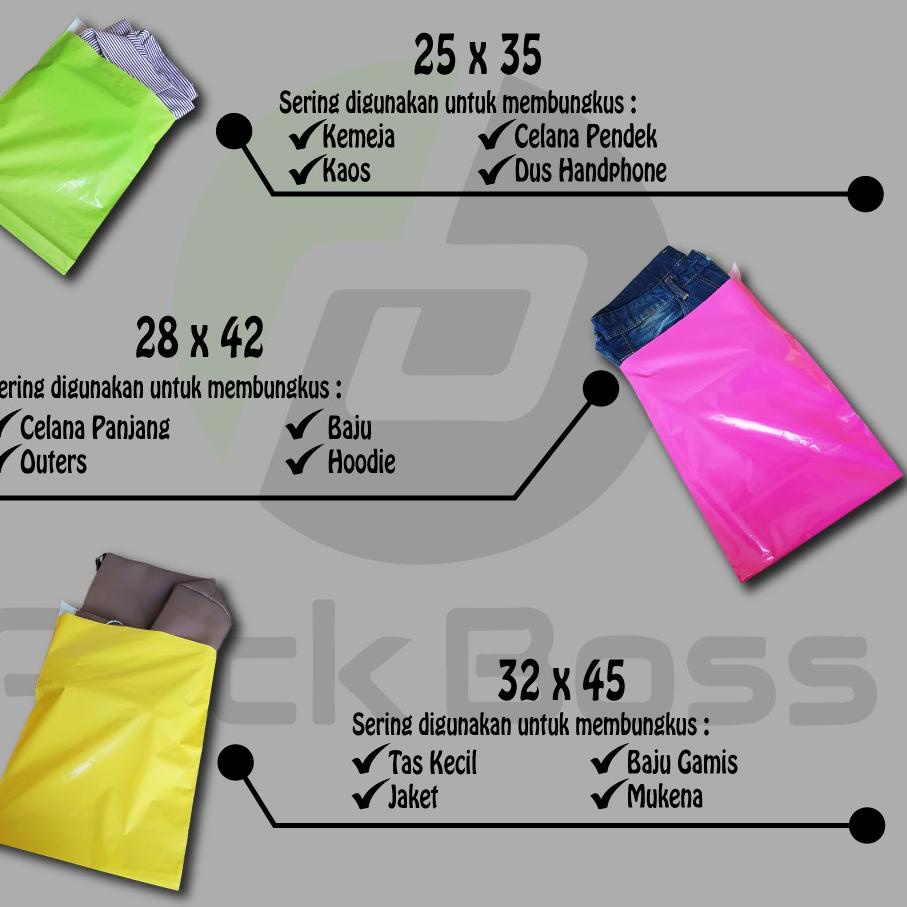 

● POLYMAILER PACKBOSS 25X35 ISI ±100 TEBAL *KUALITAS BOSS, HARGA * ☎