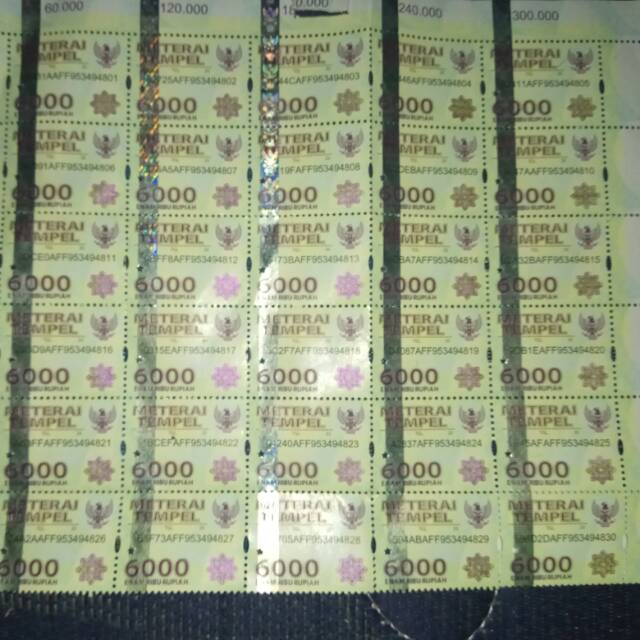 

Materai 6000, 30 biji