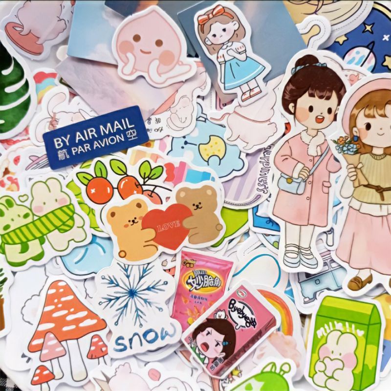 

(Minimal beli 10) Aesthetic Stiker Flakes Eceran Murah Lucu Deco Diary/Journal