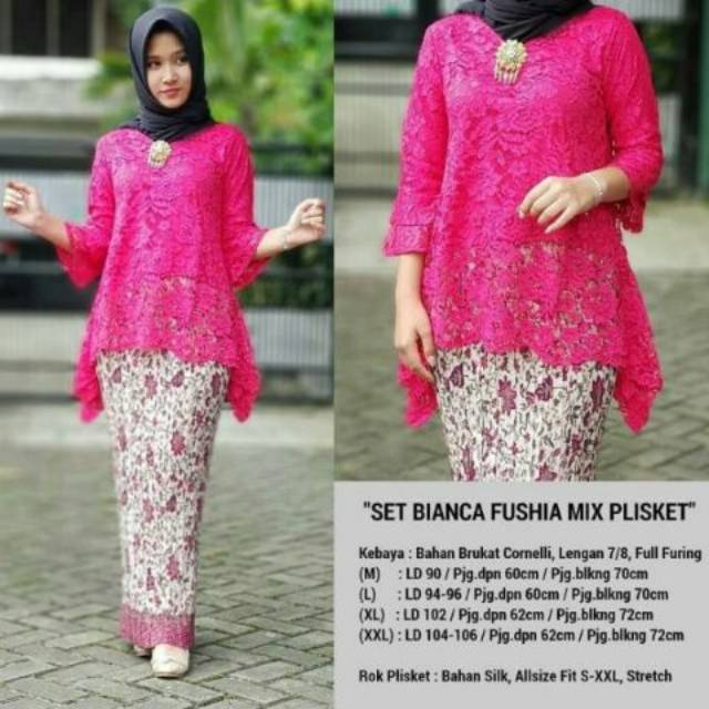 Kebaya brokat rinjani fushia/kebaya brokat pink fanta/kebaya murah/rok prisket/kebaya modern