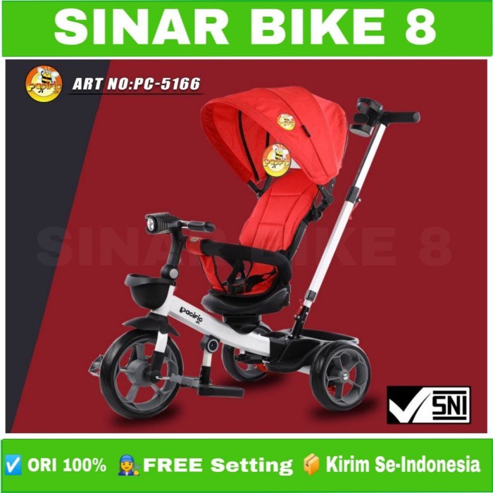 Sepeda Anak Roda Tiga PACIFIC PC 5166 Kursi Bisa di Putar Kanopi Tricycle Anak