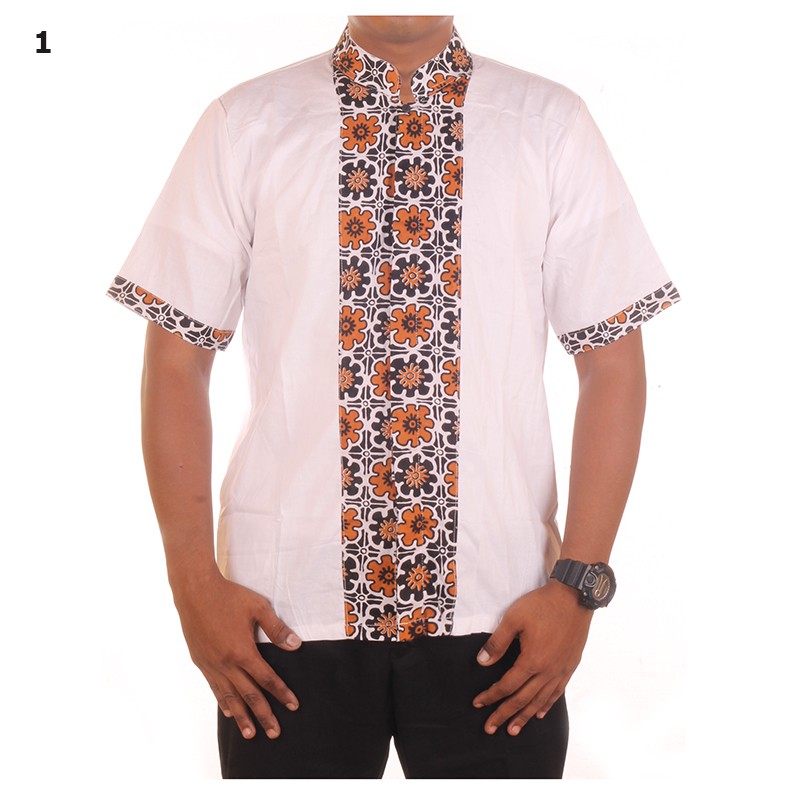 Baju Koko Kombinasi Batik Ridho Motif Random