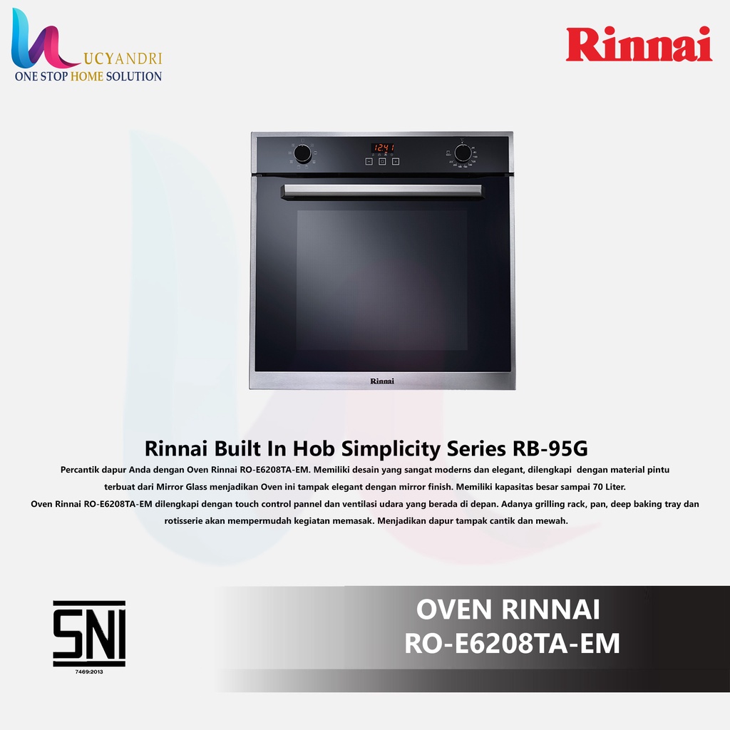 OVEN RINNAI Garansi Resmi RO-E6208TA-EM / RO E6208TA EM / ROE6208TAE