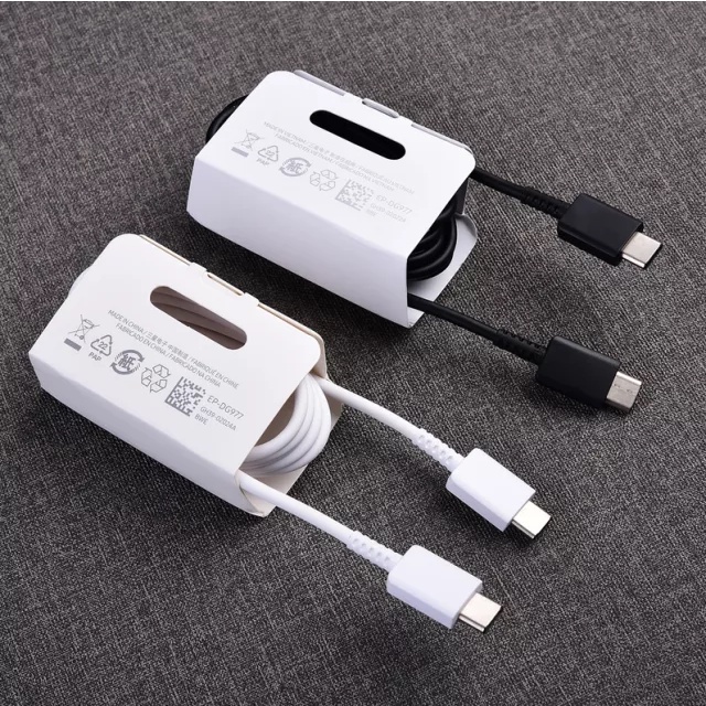 Charger Samsung 100% Original 15W 25W or 45W C to C Galaxy Note 10+ / Note 10 Lite / Note 20 Ultra / A71 / A72 / A80 / A90 Original 100%