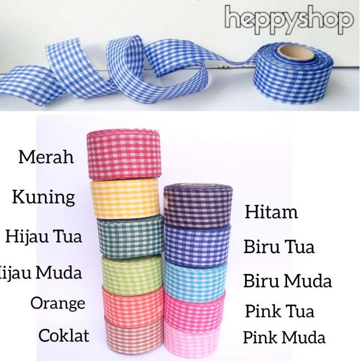 

[PROMO SYR64] Pita Kotak 1,5 inch, Pita Motif Kotak Kirim Sekarang
