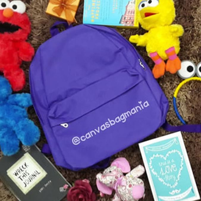 Tas Ransel Kanvas Polos Ukuran Besar Harga Grosir (Ungu)