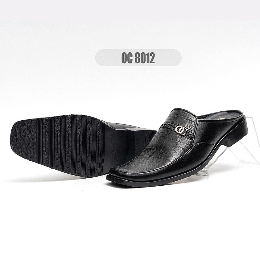 SEPATU SANDAL SLOP KULIT ODON CIBADUYUT OC-8012 TUTONG HITAM KASUAL PRIA