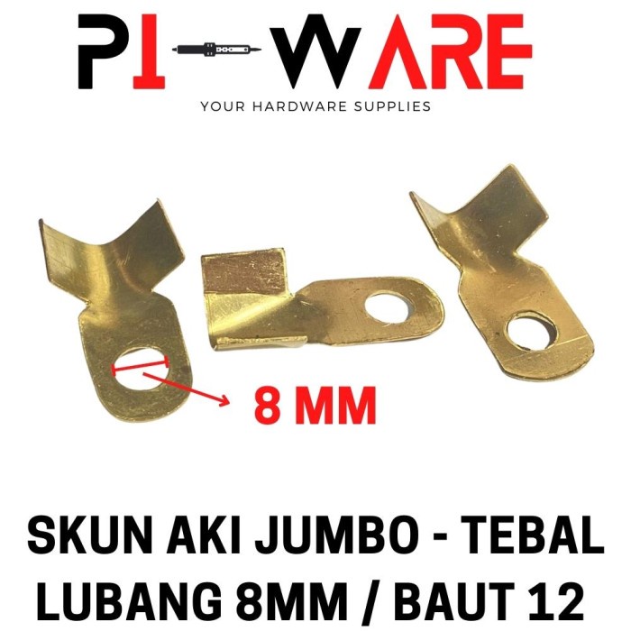 Skun Ring Bulat 8MM Untuk Baut 12 Terminal Aki Kabel Kuningan Tebal