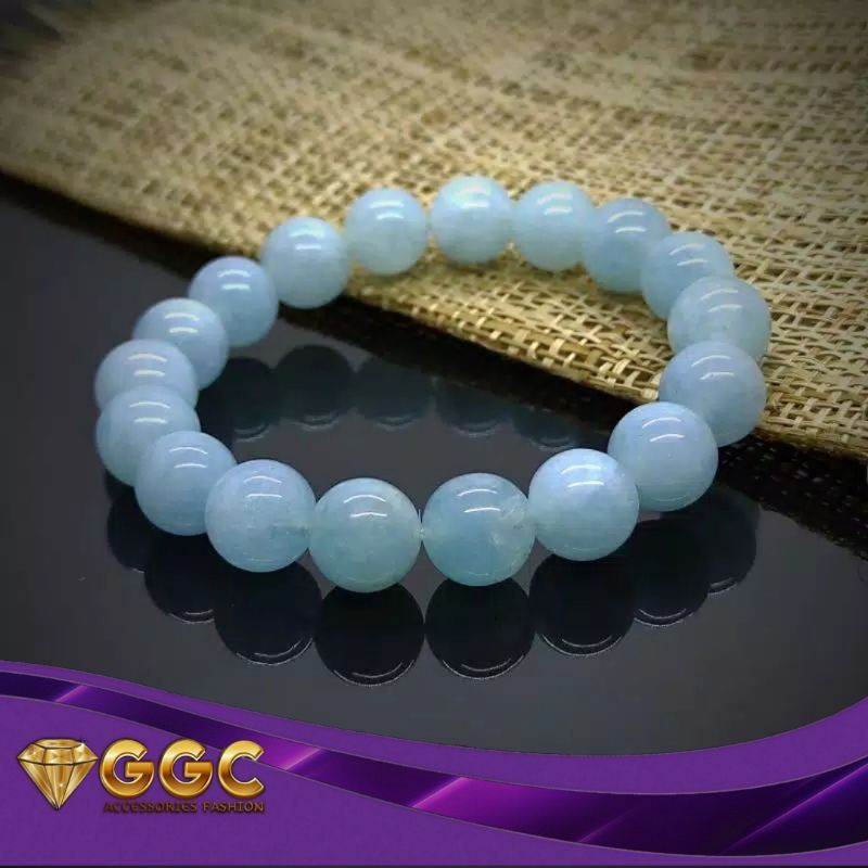 Gelang Batu Aquamarine Mala Original Stone Bracellet