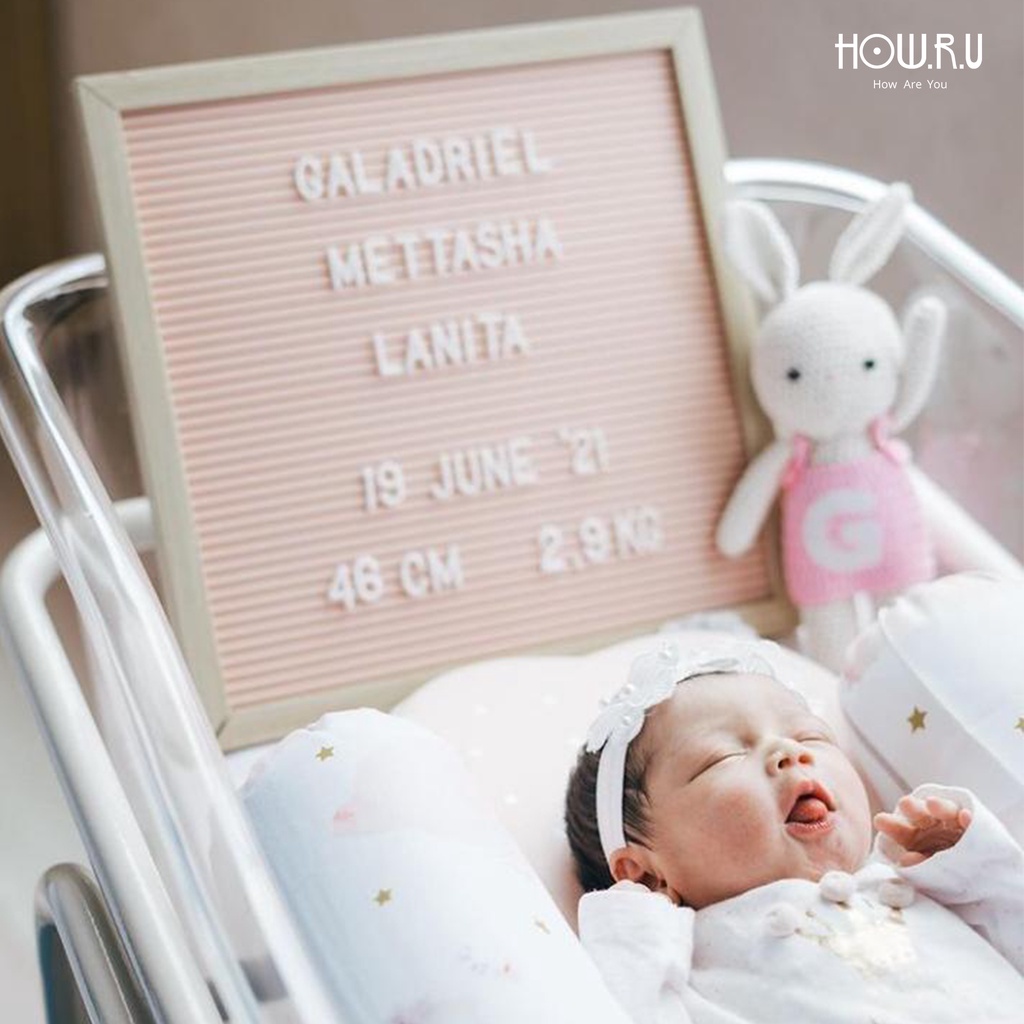 HOW.R.U | 30x30 cm Letter Board Persegi Sudah Include Huruf / Papan Nama Bayi / Papan Menu / Dekorasi Rumah Viral 30x30 cm