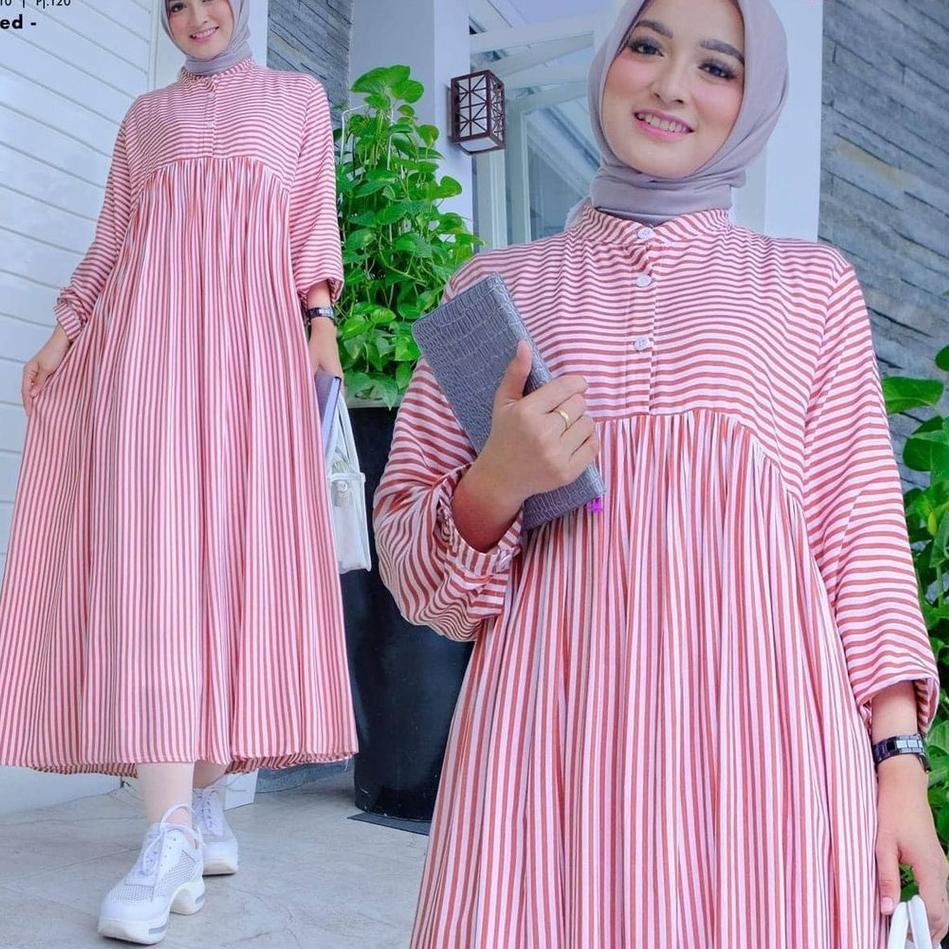 (SIAP KIRIM) Tunik Salur Jumbo XL, XXL, XXXL Katun Viscose Jawani Midi Dress Gamis Terbaru 2021 Casu