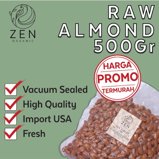 

KACANG ALMOND / RAW ALMOND / ALMOND MENTAH KUPAS 500 GR