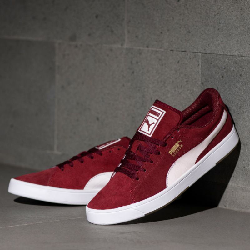 PUMA SUEDE (S) MAROON WHITE ORIGINAL 100% - SEPATU PUMA SUEDE ORIGINAL 100% - SEPATU PUMA