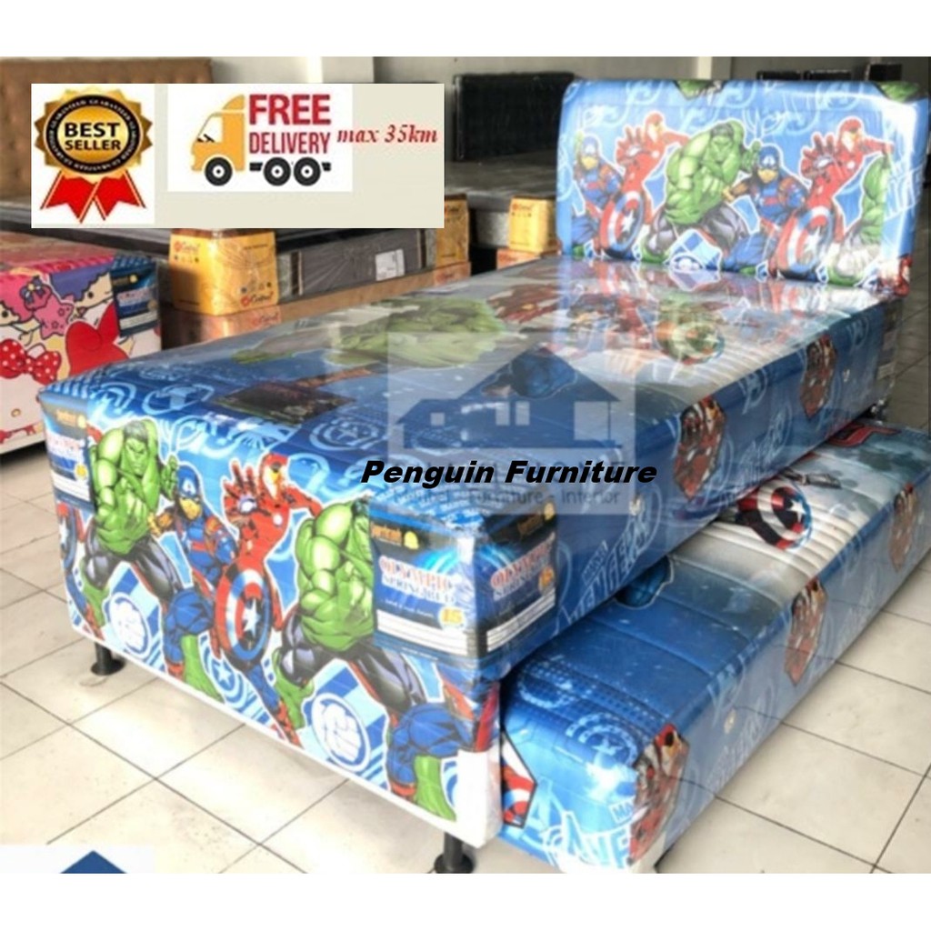 SPRINGBED 2 IN 1 KARAKTER AVENGERS UK 100 X 200/ spring bed karakter/spring bed anak