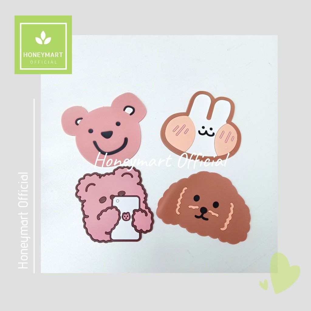 Coaster Tatakan Gelas Alas Cangkir Bahan Silikon Motif Kartun Korea Estetik Shopee Indonesia